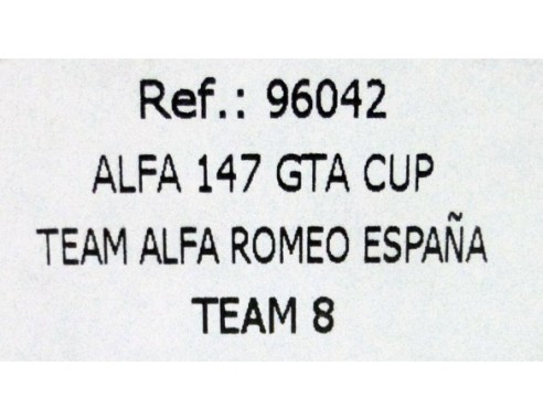 TEAM 8 ALFA ROMEO 147 GTA CUP.  REF.96042 FLY