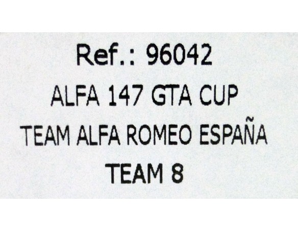 TEAM 8 ALFA ROMEO 147 GTA CUP.  REF.96042 FLY