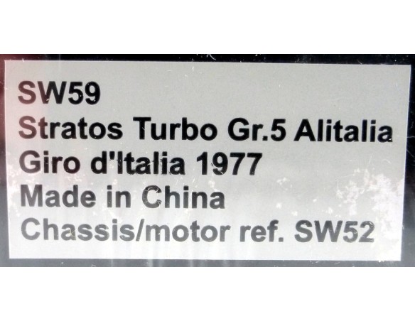 LANCIA STRATOS GR.5 ALITALIA REF.SW59 SIDEWAYS