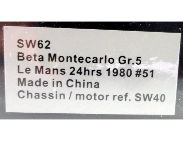 LANCIA BETA MONTE CARLO GR.5 REF.SW62 SIDEWAYS