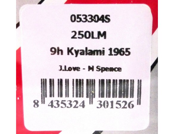FERRARI 250 LM  Nº 7 9 h.KYALAMI 1965 REF.53304S SILVER LMD. 20u.FLY