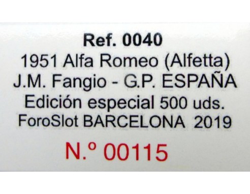 ALFA ROMEO FANGIO 1951.FOROSLOT BARCELONA 2019 REF.0040 CARTRIX