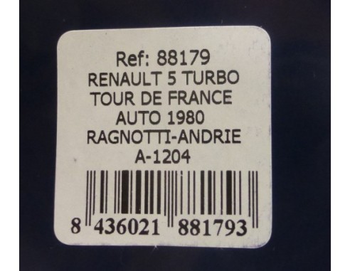 RENAULT 5 TURBO CALBERSON RAGNOTTI REF.88179  A-1204 FLY