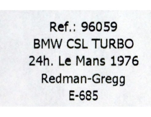 BMW 3.5 CLS TURBO ART CAR FRANK STELLA 24h. LE MANS 1976 REF.99059 E-685 FLY