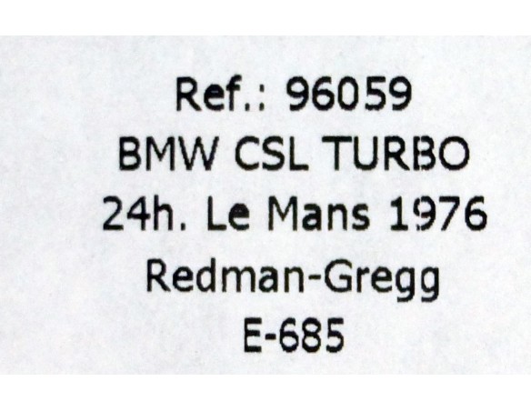 BMW 3.5 CLS TURBO ART CAR FRANK STELLA 24h. LE MANS 1976 REF.99059 E-685 FLY