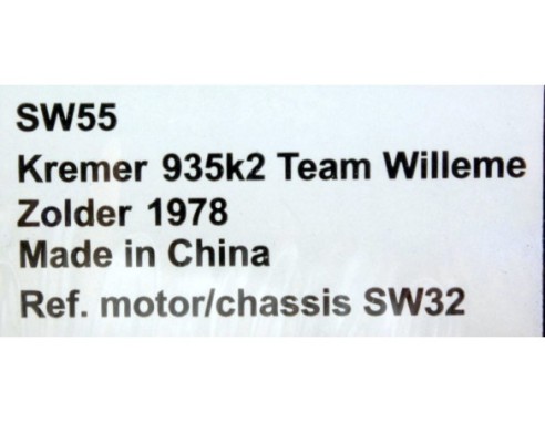 KREMER 935 K2 TEAM WILLEME ZOLDER 1978  REF.SW55 SIDEWAYS