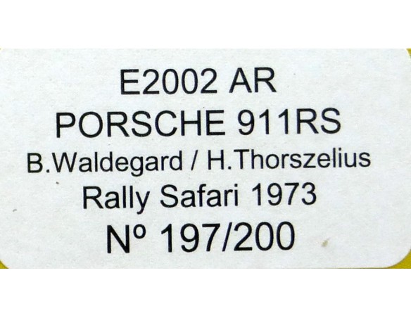 PORSCHE 911 RS SUCIO  RALLY SAFARI 1973 REF. E2002 AR FLY