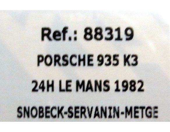 PORSCHE 935 K3 KERMER LE MANS 82 NEGRO BP REF.88319 FLY