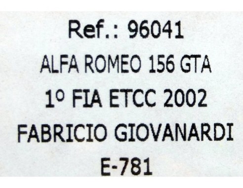 ALFA ROMEO 156 GTA 1º FIA ETCC 2002 E781 REF.96041 FLY