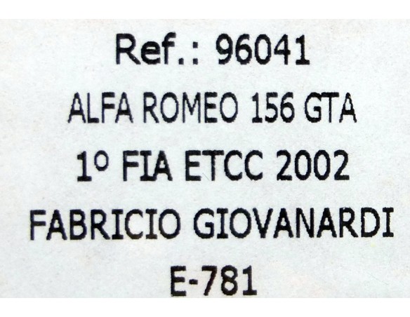 ALFA ROMEO 156 GTA 1º FIA ETCC 2002 E781 REF.96041 FLY