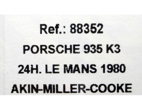 PORSCHE 935 K3 24h LE MANS  1980 REF 88352. FLY