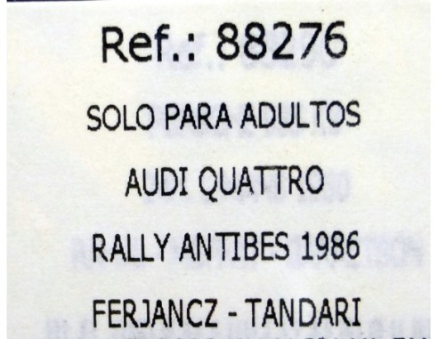 AUDI QUATTRO RALLY ANTIBES 1986 REF.88276 FLY
