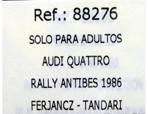 AUDI QUATTRO RALLY ANTIBES 1986 REF.88276 FLY