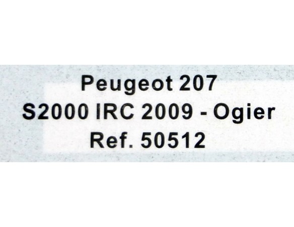 PEUGEOT 207 S2000 OGIER MONTE CARLO 2009 REF.50512 AVANT SLOT