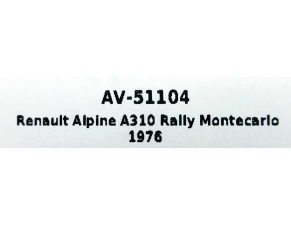 RENAULT ALPINE A310 RALLY MONTECARLO 1976 REF.51104 AVANT SLOT