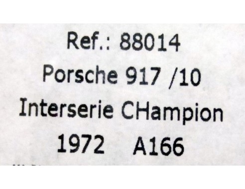 PORSCHE 917/10 INTERSER CHAMPION 1972 REF.80014 A-166 FLY