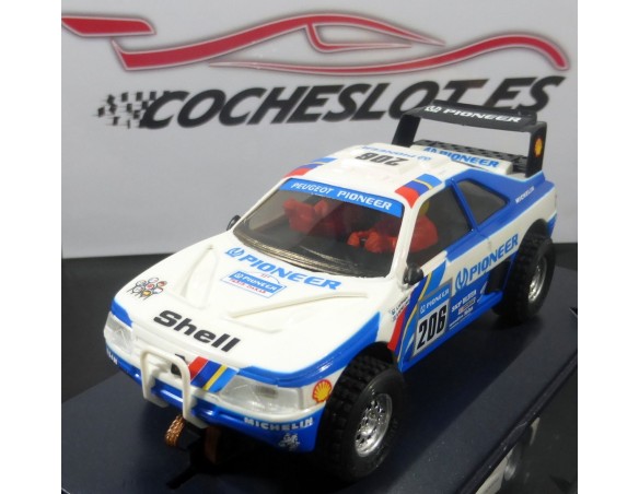 PEUGEOT 405 PIONEER BLANCO Y AZUL  DAKAR  600 U. MAS SLOT  REF. 6419 TECNITOYS