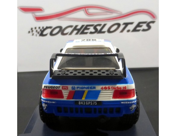 PEUGEOT 405 PIONEER BLANCO Y AZUL  DAKAR  600 U. MAS SLOT  REF. 6419 TECNITOYS