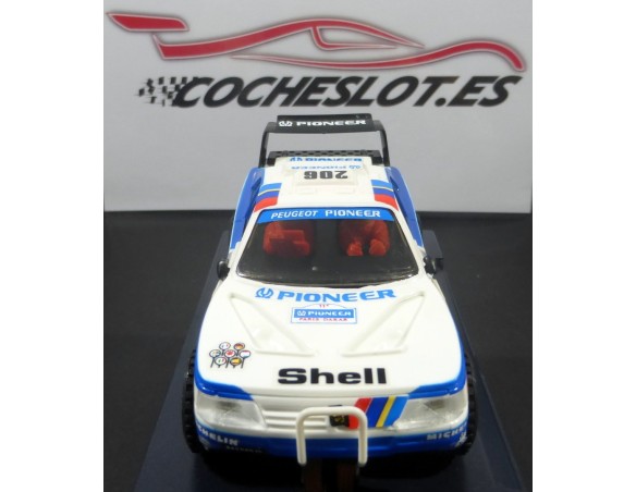 PEUGEOT 405 PIONEER BLANCO Y AZUL  DAKAR  600 U. MAS SLOT  REF. 6419 TECNITOYS