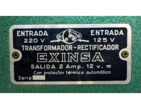 TRANSFORMADOR-RECTIFICADOR EXINSA VERDE
