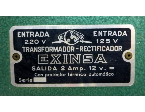 TRANSFORMADOR-RECTIFICADOR EXINSA VERDE