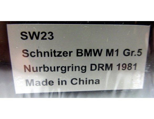 BMW M1 NURBURGRING 1981 GRUPO 5 REF.SW23 SIDEWAYS