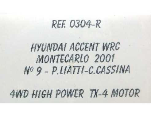 HYUNDAI ACCENT WRC MONTECARLO 2001 Nº9 REF.0304R CARTRIX