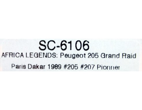 PEUGEOT 205 GRAND RAID AFRICA LEGENDS PARIS DAKAR 1989 REF.SC6106 SCALEAUTO