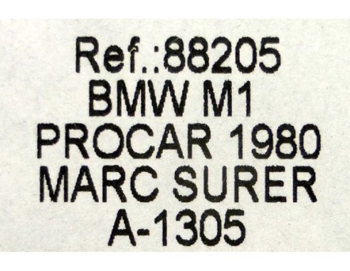 BMW M1 PROCAR 1980 A1305 REF.88205 FLY