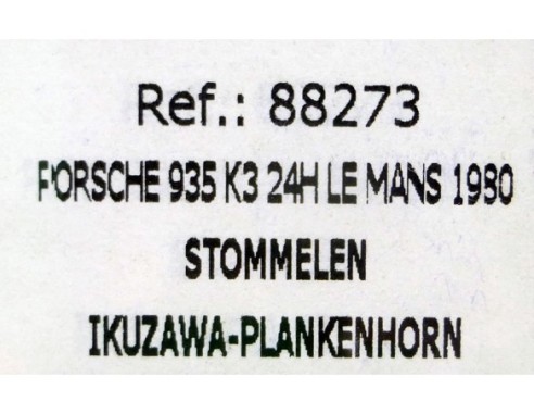 PORSCHE 935 K3 24h LE MANS  1980 STOMMELEN REF 88273. FLY