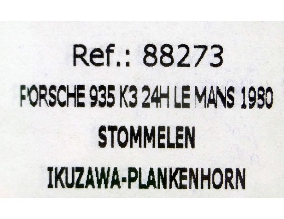 PORSCHE 935 K3 24h LE MANS  1980 STOMMELEN REF 88273. FLY