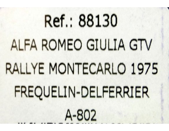 ALFA ROMEO GIULIA GTV RALLYE MONTECARLO 1975 A802 REF.88130 FLY