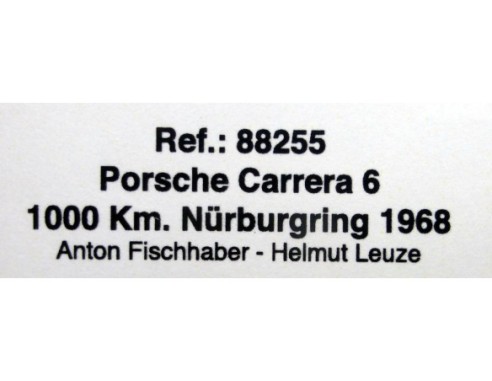 PORSCHE CARRERA 6 1000Km NURBURGRING 1968 REF.88255 FLY