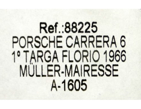 PORSCHE CARRERA 6 1ºTARGA FLORIO 1966 A1605 REF.88225 FLY