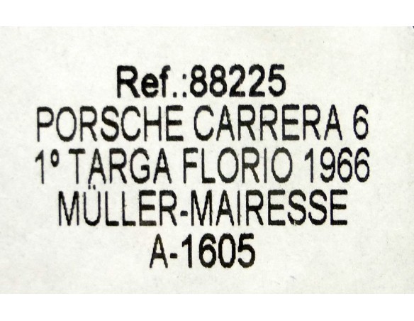 PORSCHE CARRERA 6 1ºTARGA FLORIO 1966 A1605 REF.88225 FLY