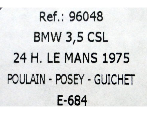 BMW 3.5 CSL 24H LE MANS 1975 E684 REF.96048 FLY