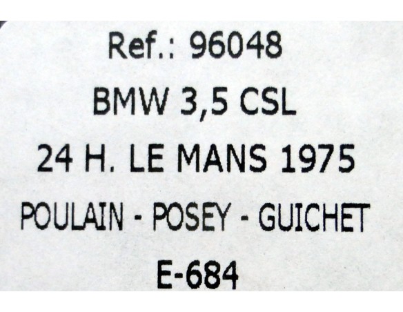BMW 3.5 CSL 24H LE MANS 1975 E684 REF.96048 FLY