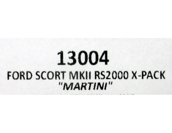 FORD SCORT MKII RS2000 X-PACK MARTINI REF.13004 TEAM SLOT