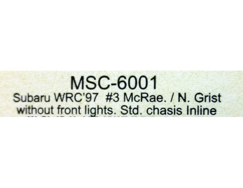 SUBARU WRC 97 Nº3 MCRAE N.GRIST SIN FAROS DELANTEROS STD.CHASIS INLINE REF.6001 MSC