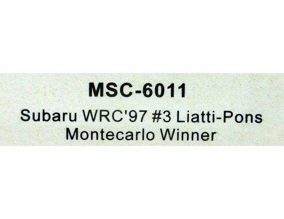 SUBARU WRC 97 Nº3 LIATTI-PONS MONTECARLO WINNER REF.6011 MSC