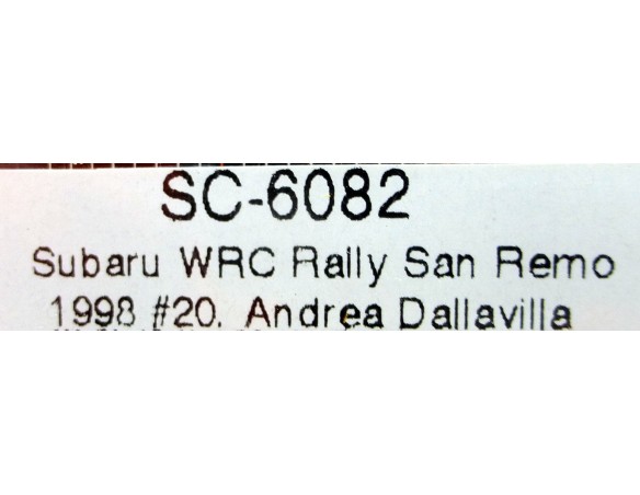 SUBARU IMPREZA WRC RALLY SAN REMO 1998 REF.SC6082 SCALEAUTO