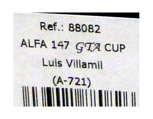 ALFA 147 GTA CHALLENGER 2003 Nº9 BLANCO  A721 REF.88082 FLY
