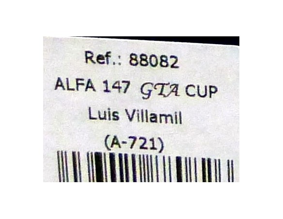 ALFA 147 GTA CHALLENGER 2003 Nº9 BLANCO  A721 REF.88082 FLY