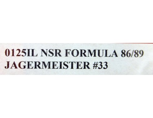 FORMULA 86/89 JAGERMEISTER Nº33 REF.0125IL NSR