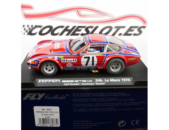 FERRARI 365 GTB/4 LE MANS 1974 ROJO SHELL A651  REF.88077 FLY