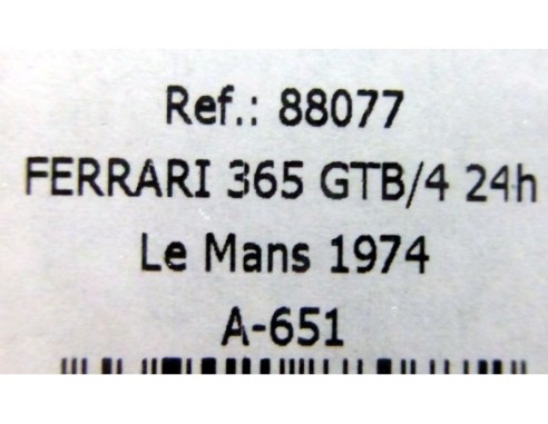 FERRARI 365 GTB/4 LE MANS 1974 ROJO SHELL A651  REF.88077 FLY