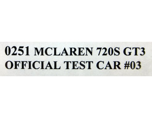 MCLAREN 720S GT3 OFFICIAL TEST CAR Nº3 REF.0251 NSR