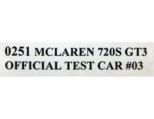 MCLAREN 720S GT3 OFFICIAL TEST CAR Nº3 REF.0251 NSR