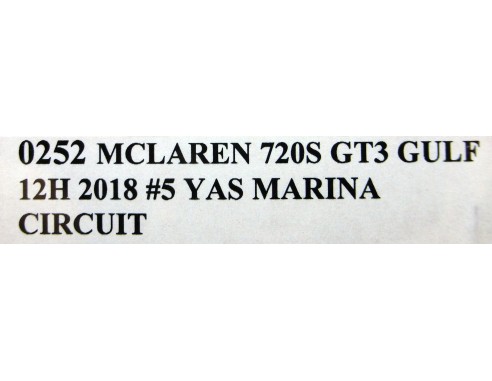 MCLAREN 720S GT3 GULF 12h 2018 Nº5 YAS MARINA CIRCUIT REF.0252 NSR