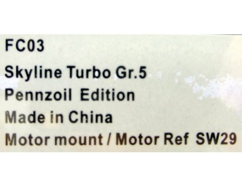 SKYLINE TURBO GR.5 FC03 PENZOIL EDITION REF.SW29 SIDEWAYS